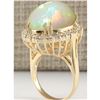 Image 3 : 15.88 CTW Natural Opal And Diamond Ring 14K Solid Yellow Gold