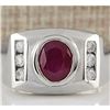 Image 1 : 3.77 CTW Natural Ruby And Diamond Ring In 14K White Gold