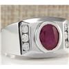 Image 2 : 3.77 CTW Natural Ruby And Diamond Ring In 14K White Gold