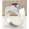 Image 3 : 3.77 CTW Natural Ruby And Diamond Ring In 14K White Gold