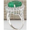 Image 3 : 8.93 CTW Natural Colombian Emerald And Diamond Ring In 18K White Gold