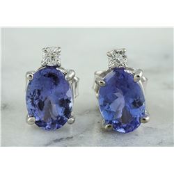 3.26 CTW Tanzanite 18K White Gold Diamond Earrings