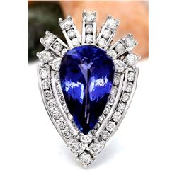 8.94 CTW Natural Tanzanite 18K Solid White Gold Diamond Ring