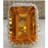 Image 1 : 16.61 CTW Natural Citrine And Diamond Ring 18K Solid Yellow Gold