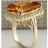 Image 3 : 16.61 CTW Natural Citrine And Diamond Ring 18K Solid Yellow Gold