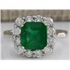 Image 1 : 3.15 CTW Natural Colombian Emerald And Diamond Ring In 14K White Gold