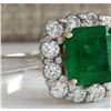 Image 2 : 3.15 CTW Natural Colombian Emerald And Diamond Ring In 14K White Gold