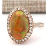 Image 2 : 6.32 CTW Natural Opal And Diamond Ring In 18K Rose Gold