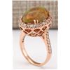 Image 3 : 6.32 CTW Natural Opal And Diamond Ring In 18K Rose Gold