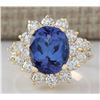 Image 1 : 6.75 CTW Natural Tanzanite And Diamond Ring In 18K Yellow Gold