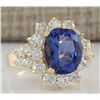 Image 2 : 6.75 CTW Natural Tanzanite And Diamond Ring In 18K Yellow Gold