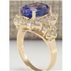 Image 3 : 6.75 CTW Natural Tanzanite And Diamond Ring In 18K Yellow Gold