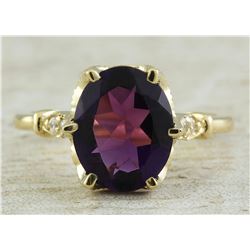 3.41 CTW Amethyst 14K Yellow Gold Diamond Ring