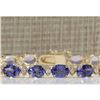 Image 1 : 18.03 CTW Natural Tanzanite And Dimond Bracelet In 18K Solid Yellow Gold