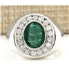 Image 1 : MENS 3.82 CTW Natural Emerald And Diamond Ring In 18K White Gold