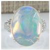 Image 1 : 9.82 CTW Natural Opal And Diamond Ring 18K Solid White Gold