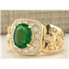 Image 2 : 3.02 CTW Natural Emerald And Diamond Ring In 18K Yellow Gold