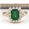 Image 1 : 2.05 CTW Natural Emerald And Diamond Ring In 14k Yellow Gold