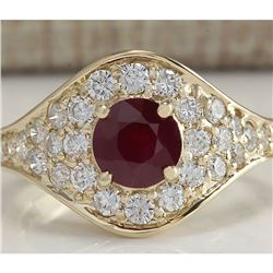 2.32 CTW Natural Ruby And Diamond Ring In 18K Yellow Gold