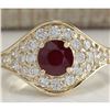 Image 1 : 2.32 CTW Natural Ruby And Diamond Ring In 18K Yellow Gold