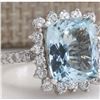 Image 2 : 6.01 CTW Natural Aquamarine And Diamond Ring In 14K White Gold