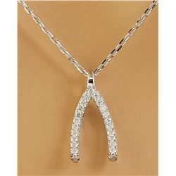 0.11 CTW Diamond 18K White Gold Wishbone Necklace