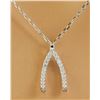 Image 1 : 0.11 CTW Diamond 18K White Gold Wishbone Necklace