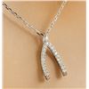 Image 2 : 0.11 CTW Diamond 18K White Gold Wishbone Necklace