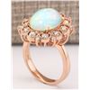 Image 3 : 4.15 CTW Natural Opal And Diamond Ring In 18K Rose Gold