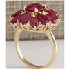 Image 3 : 7.47 CTW Natural Red Ruby And Diamond Ring 18K Solid Yellow Gold