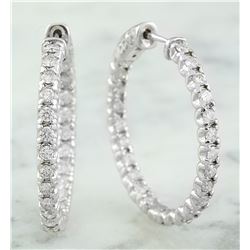 1.40 CTW 14K White Gold Diamond Hoop Earrings