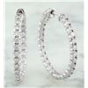 Image 1 : 1.40 CTW 14K White Gold Diamond Hoop Earrings