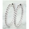Image 3 : 1.40 CTW 14K White Gold Diamond Hoop Earrings