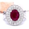 Image 1 : 2.60 CTW Natural Ruby 18K Solid White Gold Diamond Ring