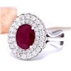 Image 2 : 2.60 CTW Natural Ruby 18K Solid White Gold Diamond Ring