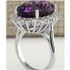 Image 3 : 14.82 CTW Natural Amethyst And Diamond Ring In 18K Solid White Gold