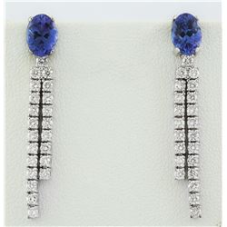 3.20 CTW Tanzanite 18K White Gold Diamond Earrinsg