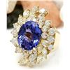 Image 2 : 10.73 CTW Natural Tanzanite 18K Solid Yellow Gold Diamond Ring