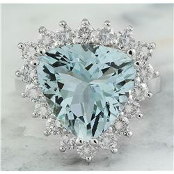 7.12 CTW Aquamarine 18K White Gold Diamond Ring