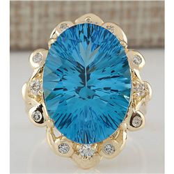 13.85 CTW Natural Topaz And Diamond Ring In 14K Yellow Gold