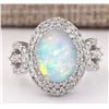 Image 1 : 5.07 CTW Natural Opal And Diamond Ring In 18K White Gold