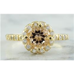 1.24 CTW Morganite 18K Yellow Gold Diamond Ring
