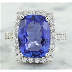 8.55 CTW Tanzanite 18K White Gold Diamond Ring