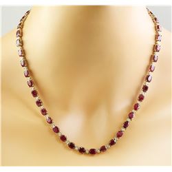 42.80 CTW Ruby 14K Yellow Gold Diamond Necklace