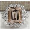 Image 1 : 7.04 CTW Natural Morganite And Diamond Ring 14K Solid White Gold