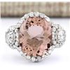 Image 1 : 7.21 CTW Natural Morganite And Diamond Ring In 18K White Gold