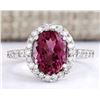 Image 1 : 3.02 CTW Natural Pink Tourmaline And Diamond Ring 18K Solid White Gold