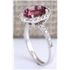 Image 3 : 3.02 CTW Natural Pink Tourmaline And Diamond Ring 18K Solid White Gold