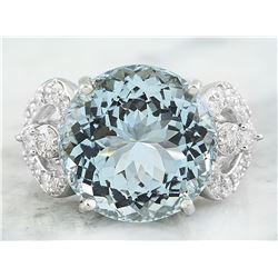 10.71 CTW Aquamarine 14K White Gold Diamond ring