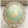 Image 1 : 13.541 CTW Natural Opal And Diamond Ring In 14K Solid Yellow Gold